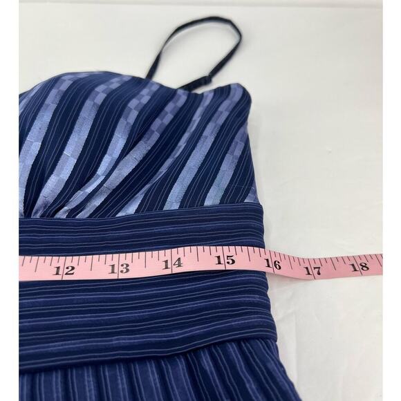 Lyndia Procanik Stripe Pleated Blue Adjustable Strap/Strapless Empire Dress 10 - Picture 11 of 12